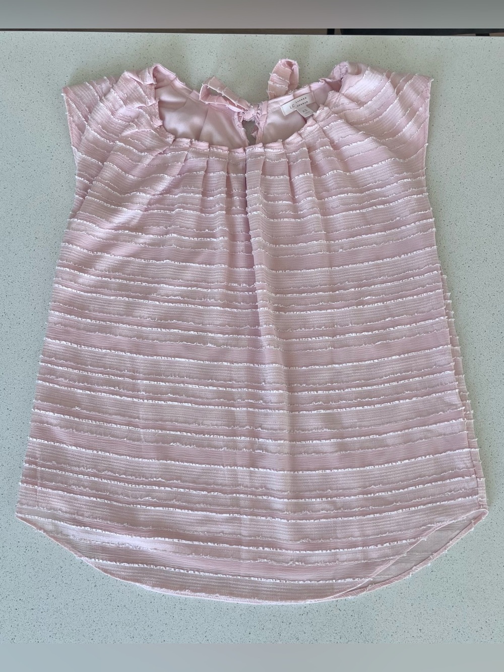 LC Lauren Conrad Light Pink Striped Textured Sleeveless Blouse